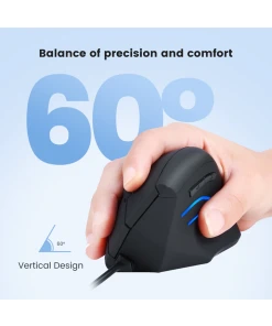 עכבר אלחוטי ארגונומי בצבע שחור Perixx | PERIMICE-508 | Wired Ergonomic Vertical Mouse with Programmable Buttons