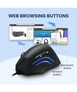 עכבר אלחוטי ארגונומי בצבע שחור Perixx | PERIMICE-508 | Wired Ergonomic Vertical Mouse with Programmable Buttons