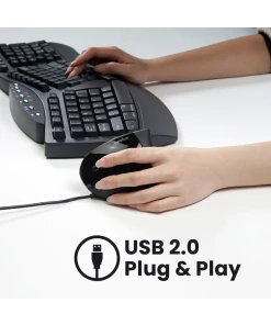 עכבר אלחוטי ארגונומי בצבע שחור Perixx | PERIMICE-513-L | Wired Left-Handed Ergonomic Vertical Mouse 6 Buttons 1000/1600 DPI