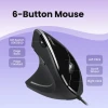 עכבר אלחוטי ארגונומי בצבע שחור Perixx | PERIMICE-513-L | Wired Left-Handed Ergonomic Vertical Mouse 6 Buttons 1000/1600 DPI