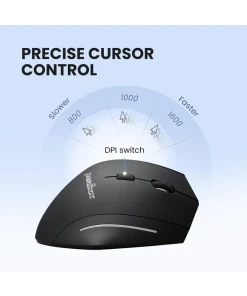 עכבר אלחוטי ארגונומי בצבע שחור Perixx | PERIMICE-608 | Wireless 2.4G Ergonomic Vertical Mouse Programmable Buttons 3 DPI Levels