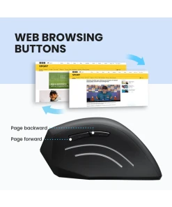 עכבר אלחוטי ארגונומי בצבע שחור Perixx | PERIMICE-608 | Wireless 2.4G Ergonomic Vertical Mouse Programmable Buttons 3 DPI Levels