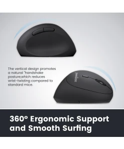 עכבר אלחוטי ארגונומי בצבע שחור Perixx | PERIMICE-619 | Wireless Multi-device Portable Vertical Mouse