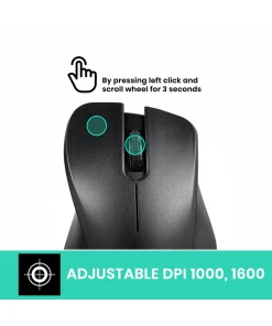 עכבר אלחוטי ארגונומי בצבע שחור Perixx | PERIMICE-621B | Wireless Mouse - Silent Click with Ergo Design