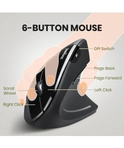 עכבר אלחוטי ארגונומי בצבע שחור Perixx | PERIMICE-713W | Wireless 2.4 GHz Ergonomic Vertical Mouse Adjustable DPI