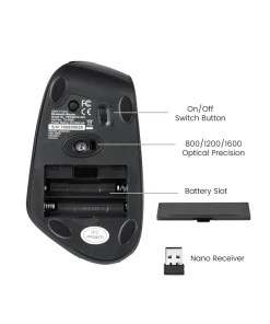 עכבר אלחוטי ארגונומי בצבע שחור Perixx | PERIMICE-715 | Wireless Ergonomic Vertical Mouse
