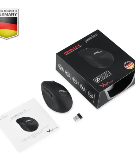 עכבר אלחוטי ארגונומי בצבע שחור Perixx | PERIMICE-719 | Wireless Ergonomic Vertical Mouse Silent Click Smaller Hand Size