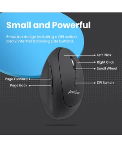 עכבר אלחוטי ארגונומי בצבע שחור Perixx | PERIMICE-719 | Wireless Ergonomic Vertical Mouse Silent Click Smaller Hand Size