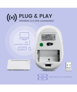 עכבר אלחוטי ארגונומי בצבע שחור Perixx | PERIMICE-721 | Wireless Ergonomic Silver White 5 Button Mouse