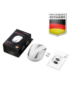 עכבר אלחוטי ארגונומי בצבע שחור Perixx | PERIMICE-721 | Wireless Ergonomic Silver White 5 Button Mouse