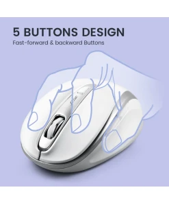 עכבר אלחוטי ארגונומי בצבע שחור Perixx | PERIMICE-721 | Wireless Ergonomic Silver White 5 Button Mouse