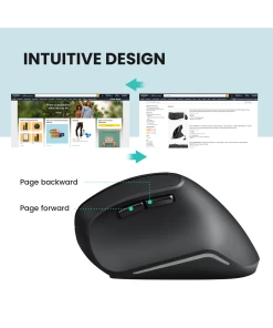 עכבר אלחוטי ארגונומי בצבע שחור Perixx | PERIMICE-804 | Bluetooth Ergonomic Vertical Optical Mouse 800/1200/1600 DPI 6 Buttons Design