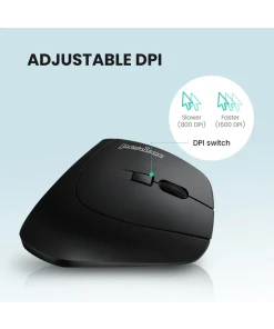 עכבר אלחוטי ארגונומי בצבע שחור Perixx | PERIMICE-804 | Bluetooth Ergonomic Vertical Optical Mouse 800/1200/1600 DPI 6 Buttons Design