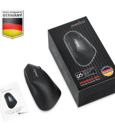 עכבר אלחוטי ארגונומי בצבע שחור Perixx | PERIMICE-804 | Bluetooth Ergonomic Vertical Optical Mouse 800/1200/1600 DPI 6 Buttons Design