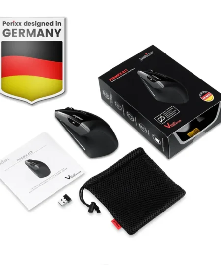 עכבר אלחוטי ארגונומי בצבע שחור Perixx | PERIMICE-813 | Bluetooth & 2.4 G Ergonomic Vertical Mouse 3-in-1 Multi-Device Multi-OS