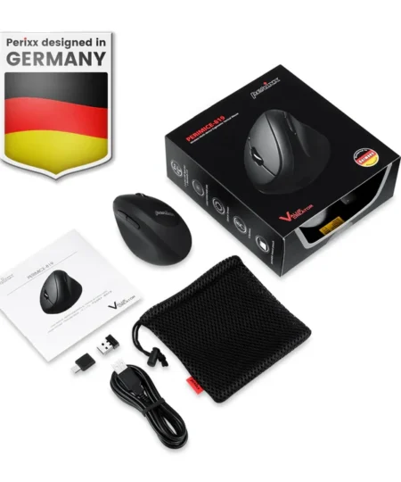 עכבר אלחוטי ארגונומי בצבע שחור Perixx | PERIMICE-819 | Bluetooth & 2.4G Portable Vertical Rechargeable Mouse 3in1 Multi-Device Multi-OS