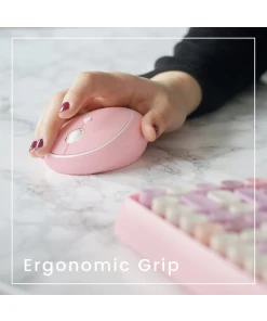 עכבר ומקלדת אלחוטית ארגונומית בצבע ורוד-לבן Perixx | PERIDUO-713-PK | Wireless 2.4 GHz 75% Vintage Pink Mini Set of Mouse and Keyboard