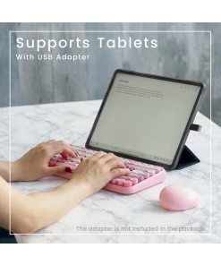 עכבר ומקלדת אלחוטית ארגונומית בצבע ורוד-לבן Perixx | PERIDUO-713-PK | Wireless 2.4 GHz 75% Vintage Pink Mini Set of Mouse and Keyboard