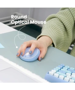 עכבר ומקלדת אלחוטית ארגונומית בצבע כחול-לבן Perixx | PERIDUO-713-BL | Wireless 2.4GHz Vintage Blue Mini Mouse & 75% Keyboard Combo