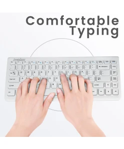 עכבר ומקלדת אלחוטית ארגונומית בצבע לבן Perixx | PERIDUO-707-W-PLUS | Wireless Mini White US Keyboard with Mouse