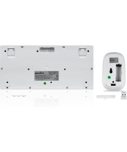 עכבר ומקלדת אלחוטית ארגונומית בצבע לבן Perixx | PERIDUO-712-W | Wireless White Mini Keyboard and Mouse Combo