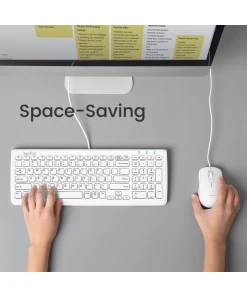עכבר ומקלדת חוטית ארגונומית בצבע לבן Perixx | PERIDUO-303 -W | Wired White Compact Keyboard & Mouse Combo