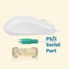 עכבר חוטי ארגונומי בצבע לבן Perixx | PERIMICE-209-WP | Wired PS/2 Mouse with Scroll Wheel and 1000 DPI in White