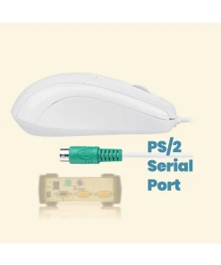 עכבר חוטי ארגונומי בצבע לבן Perixx | PERIMICE-209-WP | Wired PS/2 Mouse with Scroll Wheel and 1000 DPI in White