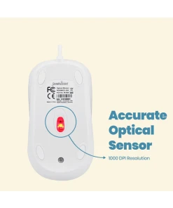 עכבר חוטי ארגונומי בצבע לבן Perixx | PERIMICE-209-WP | Wired PS/2 Mouse with Scroll Wheel and 1000 DPI in White