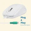 עכבר חוטי ארגונומי בצבע לבן Perixx | PERIMICE-209-WP | Wired PS/2 Mouse with Scroll Wheel and 1000 DPI in White