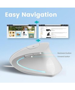 עכבר חוטי ארגונומי בצבע לבן Perixx | PERIMICE-513W | Wired USB Ergonomic Vertical Mouse 1000/1600 DPI 6 Button Design