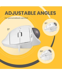 עכבר חוטי ארגונומי בצבע לבן Perixx | PERIMICE-520 | Wired Ergonomic Vertical Trackball Mouse Adjustable Angle Programmable Buttons