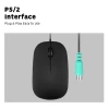 עכבר חוטי ארגונומי בצבע שחור Perixx | PERIMICE-201-P | PS/2 Wired Optical Mouse 1000 DPI 3 Buttons 5.9 ft Cable
