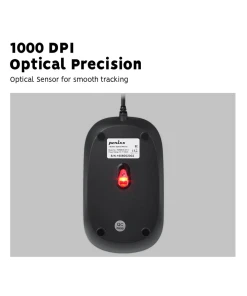 עכבר חוטי ארגונומי בצבע שחור Perixx | PERIMICE-201-P | PS/2 Wired Optical Mouse 1000 DPI 3 Buttons 5.9 ft Cable