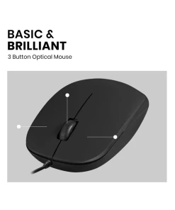 עכבר חוטי ארגונומי בצבע שחור Perixx | PERIMICE-201-U | Wired USB Ambidextrous Mouse for Right and Left Hand