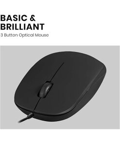 עכבר חוטי ארגונומי בצבע שחור Perixx PERIMICE-201C Wired Optical Mouse with 3-Button