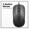 עכבר חוטי ארגונומי בצבע שחור Perixx | PERIMICE-209-P | Wired PS/2 Mouse with Scroll Wheel and 1000 DPI