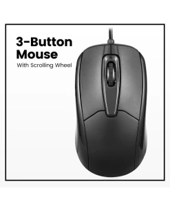 עכבר חוטי ארגונומי בצבע שחור Perixx | PERIMICE-209-P | Wired PS/2 Mouse with Scroll Wheel and 1000 DPI