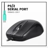 עכבר חוטי ארגונומי בצבע שחור Perixx | PERIMICE-209-P | Wired PS/2 Mouse with Scroll Wheel and 1000 DPI