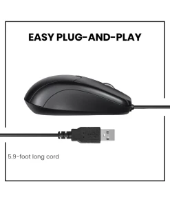 עכבר חוטי ארגונומי בצבע שחור Perixx | PERIMICE-209 | Wired Mouse