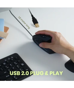 עכבר חוטי ארגונומי בצבע שחור Perixx | PERIMICE-513 | Wired USB Ergonomic Vertical Mouse 1000/1600 DPI 6 Button Design