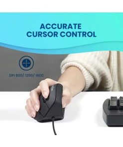 עכבר חוטי ארגונומי בצבע שחור Perixx | PERIMICE-515 | Wired Ergonomic Vertical Mouse 6 Buttons Design 1000/1600 DPI