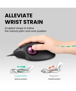 עכבר חוטי ארגונומי בצבע שחור Perixx | PERIMICE-517 | Wired Right-hand Ergonomic Trackball Quiet 7 Button Mouse 400/1000 DPI