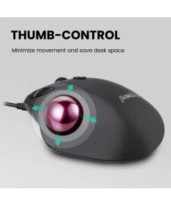 עכבר חוטי ארגונומי בצבע שחור Perixx | PERIMICE-517 | Wired Right-hand Ergonomic Trackball Quiet 7 Button Mouse 400/1000 DPI