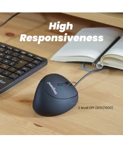 עכבר חוטי ארגונומי בצבע שחור Perixx | PERIMICE-519 | Wired Ergonomic Vertical Quiet Mouse Adjustable DPI 800/1600