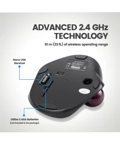 עכבר חוטי ארגונומי בצבע שחור Perixx | PERIMICE-717 | Wireless Ergonomic Vertical Trackball Mouse