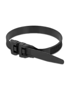 אזיקונים פלסטיק עם נעילה כפולה וחוזק מתיחה גבוה צבע שחור סט 10 יח' DELOCK | 18887