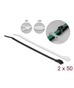 אזיקונים פלסטיק עם ראש שטוח המגן על כבלים מפני שפשופים סט 100 יח' DELOCK | 19483