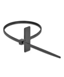 אזיקונים פלסטיק עם תווית לסימון כבלים צבע שחור סט 10 יח' DELOCK | 18959