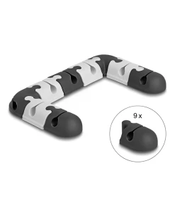 אירגוניות לסידור כבלים עם דבק דו צדדי סט מודולרי 9 יח' DELOCK | 18448